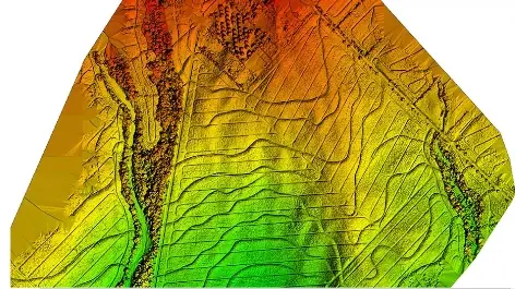 Contour map generated from a drone terrain model