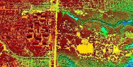 Colour-shaded digital surface model of a site