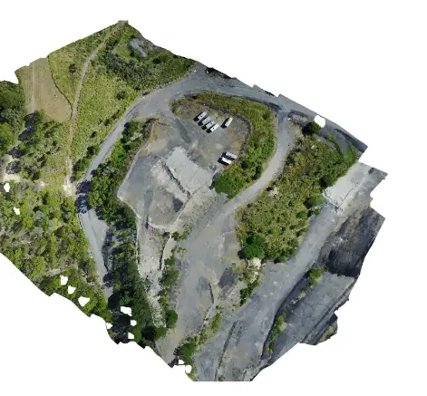 Orthomosaic map of a quarry site built from drone photos