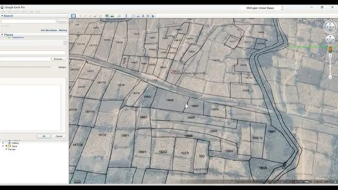 Khasra revenue map with plot boundaries and numbers displayed in GIS software
